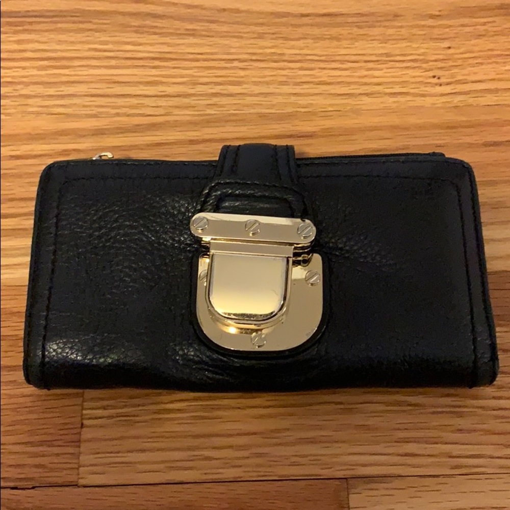 Michael Kors black leather buckle wallet